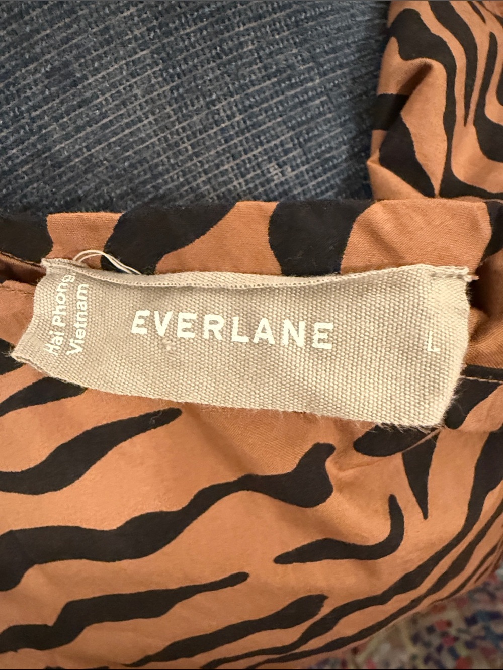 Everlane SzL Tigerprint cotton dress w/pockets - Picture 2 of 3